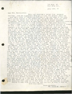Letter to Mrs. Mackonoshie