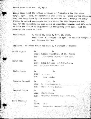 Life and Family of Menno House