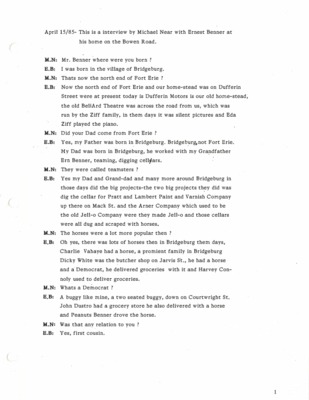 Oral History - Benner, Ernest