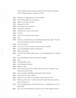 Oral History - Cornell, Earle