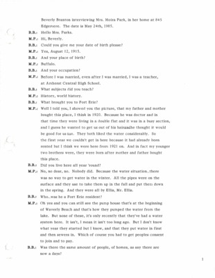 Oral History - Park, Moira