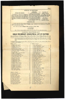 Urban Preliminary Geographical List of Electors