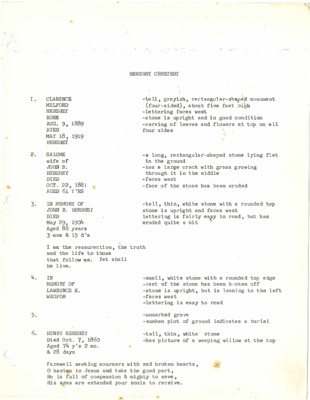Hershey Cemetery Records