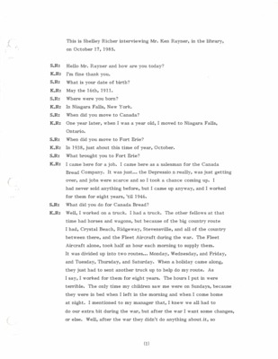Oral History - Rayner, Ken