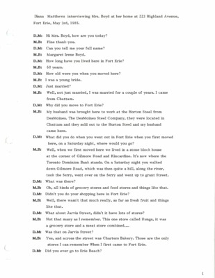 Oral History - Boyd, Margaret