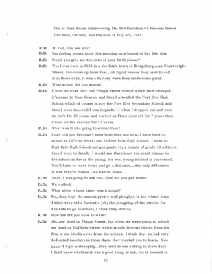 Oral History - Davidson, Del