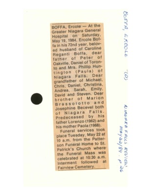 Obituary - Boffa, Ercole - May 22, 1984
