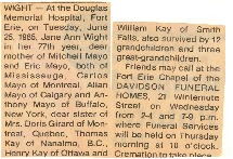 Obituary - Wight, Jane Ann - June 25, 1985