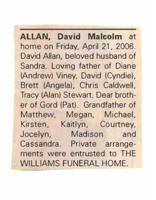 Obituary - Allan, John - September 2, 1984