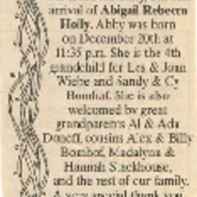 Birth - Wiebe, Abby - December 20, 2002