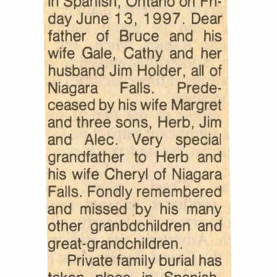 Obituary - Adam, David - June 13, 1997