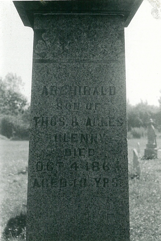Archibald Glenny Inscription on Glenny Family Tombstone