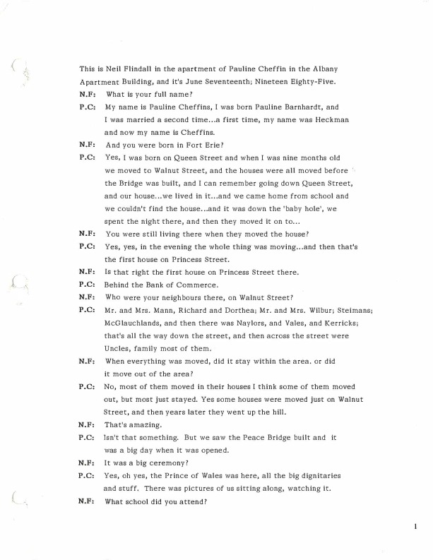 Oral History - Cheffins, Pauline