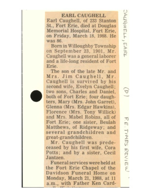 Obituary - CAUGHELL, Earl