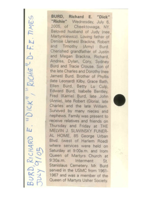 Obituary - Burd, Richard - July 9, 2005