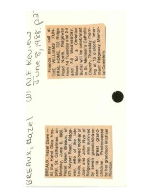 Obituary - Breaux, Hazel - June 8, 1988