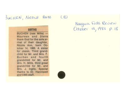 Obituary - Buchen, Nicole - October 18, 1983