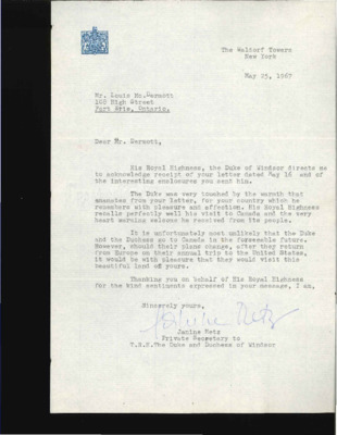 A Letter From the Duke of Windsor