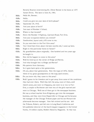 Oral History - Benner, Oliver
