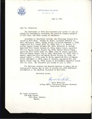U.S. State Department Letter