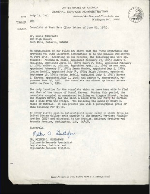 US National Archives Letter
