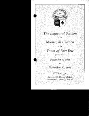 The Inaugural Session of the Municipal Council of the Town of Fort Erie (1988-1991)