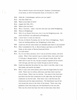 Oral History - Litchenberger, Rupheen