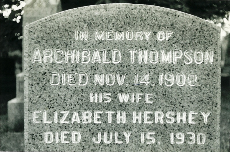 Archibald Thompson and Elizabeth Hershey Tombstone